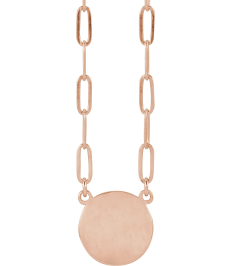 88477 Necklace 14K Rose 10 X 10 Mm 16 In Polished Engravable Disc Necklace