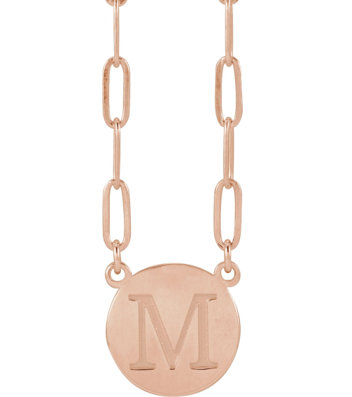 88477 Necklace 14K Rose 10 X 10 Mm 16 In Polished Engravable Disc Necklace