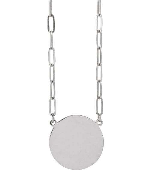 88477 Necklace 14K White 15 X 15 Mm 16 In Polished Engravable Disc Necklace