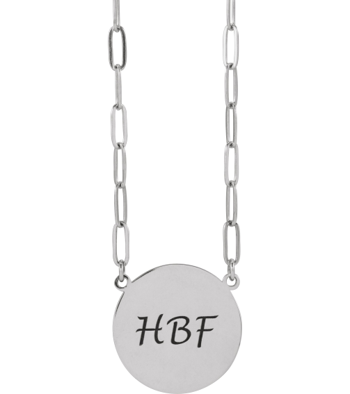 88477 Necklace 14K White 15 X 15 Mm 16 In Polished Engravable Disc Necklace