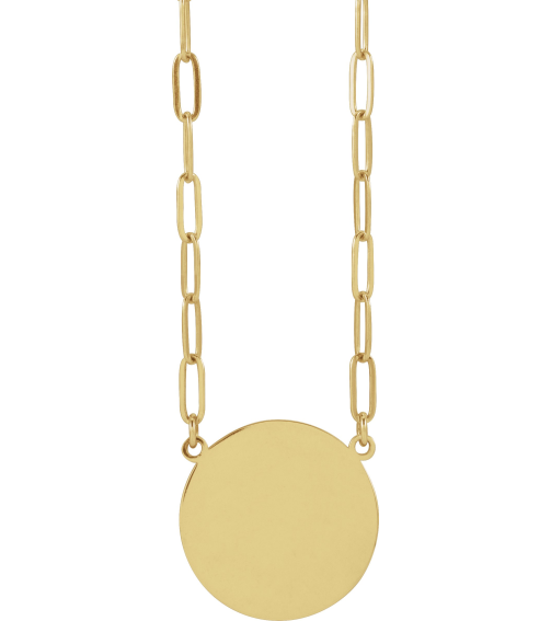 88477 Necklace 14K Yellow 15 X 15 Mm 16 In Polished Engravable Disc Necklace