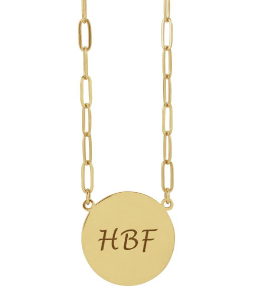 88477 Necklace 14K Yellow 15 X 15 Mm 16 In Polished Engravable Disc Necklace