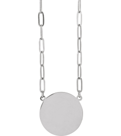 88477 Necklace Sterling Silver 15 X 15 Mm 16 In Polished Engravable Disc Necklace