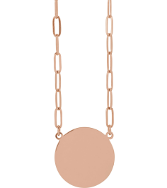 88477 Necklace 14K Rose 15 X 15 Mm 16 In Polished Engravable Disc Necklace