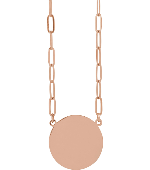 88477 Necklace 14K Rose 15 X 15 Mm 16 In Polished Engravable Disc Necklace