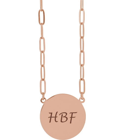 88477 Necklace 14K Rose 15 X 15 Mm 16 In Polished Engravable Disc Necklace