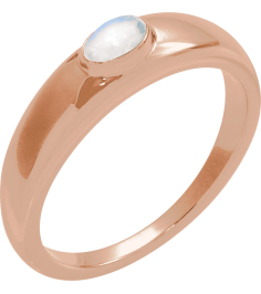 72387 Ring Set 14K Rose Natural Rainbow Moonstone Oval 7 X 5 Mm Polished Natural Cabochon Rainbow Moonstone Petite Dome Ring
