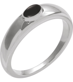 72387 Ring Set 14K White Natural Black Onyx Oval 5 X 3 Mm Polished Natural Cabochon Onyx Petite Dome Ring