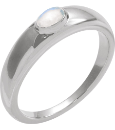 72387 Ring Set Sterling Silver Natural Rainbow Moonstone Oval 6 X 4 Mm Polished Natural Cabochon Rainbow Moonstone Petite Dome Ring