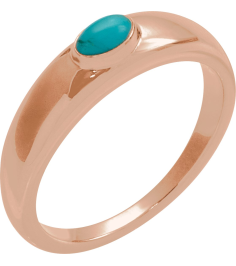 72387 Ring Set 14K Rose Natural Turquoise Oval 6 X 4 Mm Polished Natural Cabochon Turquoise Petite Dome Ring