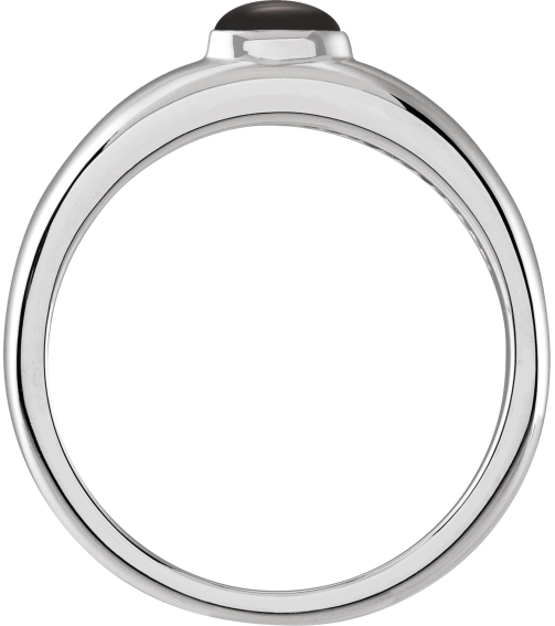 72387 Ring Set Sterling Silver Natural Black Onyx Oval 6 X 4 Mm Polished Natural Cabochon Onyx Petite Dome Ring