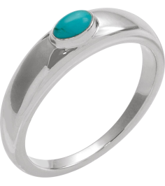 72387 Ring Set Sterling Silver Natural Turquoise Oval 6 X 4 Mm Polished Natural Cabochon Turquoise Petite Dome Ring