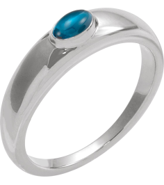72387 Ring Set Sterling Silver Natural London Blue Topaz Oval 6 X 4 Mm Polished Natural Cabochon London Blue Topaz Petite Dome Ring