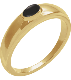 72387 Ring Set 14K Yellow Natural Black Onyx Oval 6 X 4 Mm Polished Natural Cabochon Onyx Petite Dome Ring