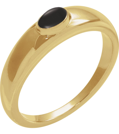 72387 Ring Set 14K Yellow Natural Black Onyx Oval 6 X 4 Mm Polished Natural Cabochon Onyx Petite Dome Ring