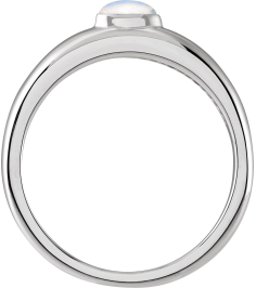 72387 Ring Set 14K White Natural Rainbow Moonstone Oval 6 X 4 Mm Polished Natural Cabochon Rainbow Moonstone Petite Dome Ring