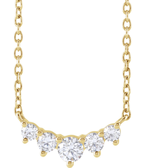 689048 Necklace Set 14K Yellow Round Lab-Grown Diamond 3.2Mm 13 Ctw Si1-Si2, G-H 18 In Polished 13 Ctw Lab-Grown Diamond Graduated Necklace