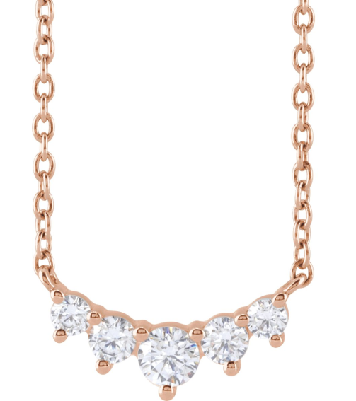 689048 Necklace Set 14K Rose Round Lab-Grown Diamond 3.2Mm 13 Ctw Si1-Si2, G-H 18 In Polished 13 Ctw Lab-Grown Diamond Graduated Necklace