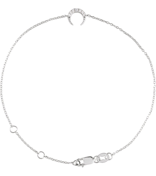 Brc932 Bracelet Sterling Silver Set Natural Diamond Round 11.38 X 7.57 Mm 6 12-7 12 In I1, G-H Polished .04 Ctw Natural Diamond Crescent Moon Bracelet