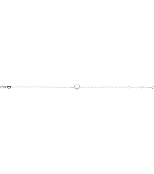 Brc932 Bracelet Sterling Silver Set Natural Diamond Round 11.38 X 7.57 Mm 6 12-7 12 In I1, G-H Polished .04 Ctw Natural Diamond Crescent Moon Bracelet