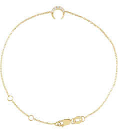Brc932 Bracelet 14K Yellow Set Natural Diamond Round 11.38 X 7.57 Mm 6 12-7 12 In I1, G-H Polished .04 Ctw Natural Diamond Crescent Moon Bracelet