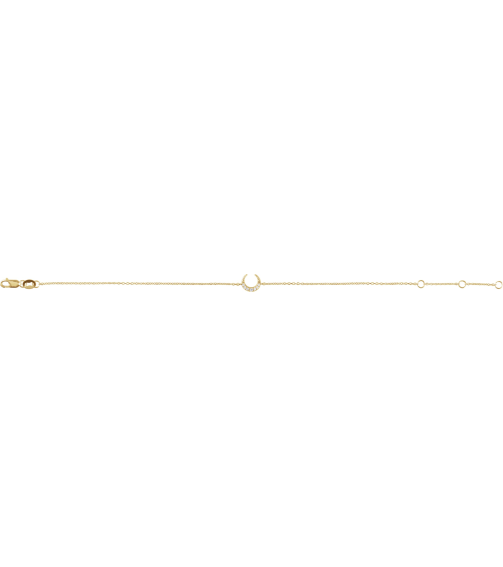 Brc932 Bracelet 14K Yellow Set Natural Diamond Round 11.38 X 7.57 Mm 6 12-7 12 In I1, G-H Polished .04 Ctw Natural Diamond Crescent Moon Bracelet