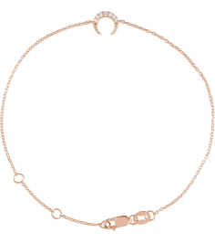 Brc932 Bracelet 14K Rose Set Natural Diamond Round 11.38 X 7.57 Mm 6 12-7 12 In I1, G-H Polished .04 Ctw Natural Diamond Crescent Moon Bracelet