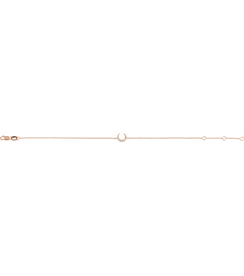Brc932 Bracelet 14K Rose Set Natural Diamond Round 11.38 X 7.57 Mm 6 12-7 12 In I1, G-H Polished .04 Ctw Natural Diamond Crescent Moon Bracelet