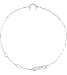 Brc932 Bracelet 14K White Set Natural Diamond Round 11.38 X 7.57 Mm 6 12-7 12 In I1, G-H Polished .04 Ctw Natural Diamond Crescent Moon Bracelet