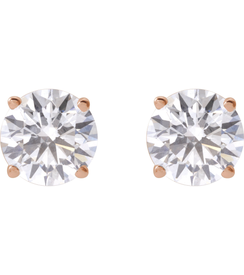 1874 14K Rose Set Round Lab-Grown Diamond Pair 7Mm 2 12 Ctw Vs, F+ Friction Friction Backs Included 4-Prong Polished 2 12 Ctw Lab-Grown Diamond Stud Earrings