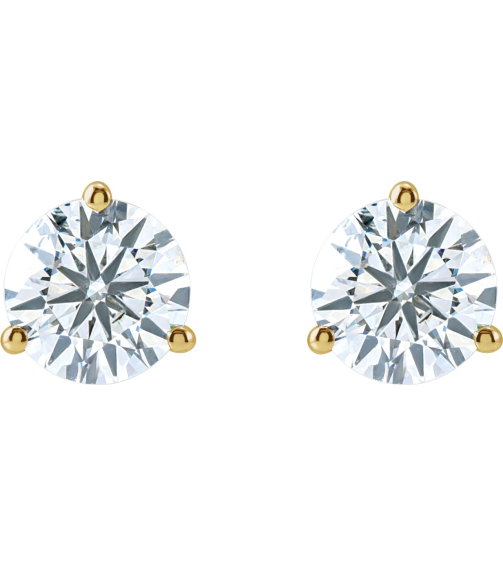 66233 14K Yellow Set Round Lab-Grown Diamond Pair 7.5Mm 3 Ctw Si1-Si2, G-H Friction Friction Backs Included 3-Prong Polished 3 Ctw Lab-Grown Diamond Stud Earrings