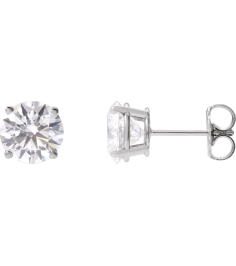 1874 14K White Set Round Lab-Grown Diamond Pair 7Mm 2 12 Ctw Si1-Si2, G-H Friction Friction Backs Included 4-Prong Polished 2 12 Ctw Lab-Grown Diamond Stud Earrings