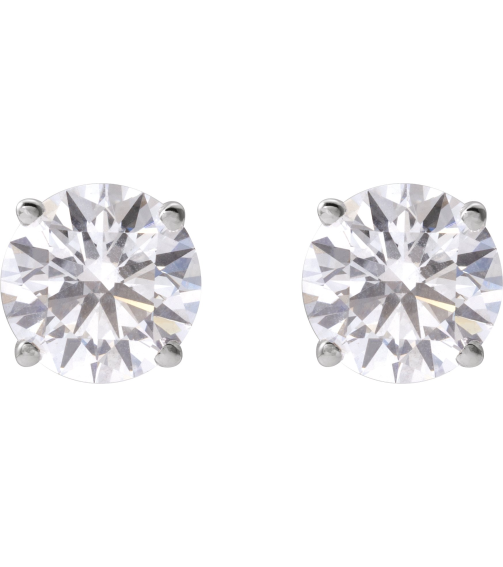 1874 14K White Set Round Lab-Grown Diamond Pair 7Mm 2 12 Ctw Si1-Si2, G-H Friction Friction Backs Included 4-Prong Polished 2 12 Ctw Lab-Grown Diamond Stud Earrings