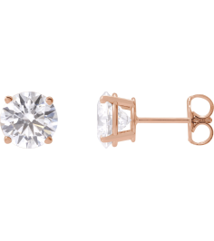 1874 14K Rose Set Round Lab-Grown Diamond Pair 7Mm 2 12 Ctw Si1-Si2, G-H Friction Friction Backs Included 4-Prong Polished 2 12 Ctw Lab-Grown Diamond Stud Earrings