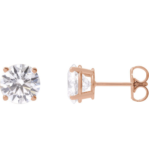 1874 14K Rose Set Round Lab-Grown Diamond Pair 7Mm 2 12 Ctw Si1-Si2, G-H Friction Friction Backs Included 4-Prong Polished 2 12 Ctw Lab-Grown Diamond Stud Earrings