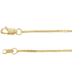 Ch1242 14K Yellow Gold Filled Cable 1.1 Mm 16 In Lobster Clasp Polished Dapped Cable Chain