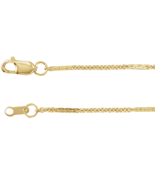 Ch1242 14K Yellow Gold Filled Cable 1.1 Mm 16 In Lobster Clasp Polished Dapped Cable Chain