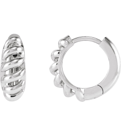 88460 Earring Sterling Silver 15.3 Mm 5.6 Mm Left Hinged Polished Rope Dome Huggie Earring