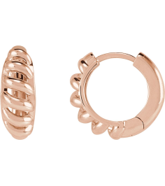 88460 Earring 14K Rose 15.3 Mm 5.6 Mm Right Hinged Polished Rope Dome Huggie Earring