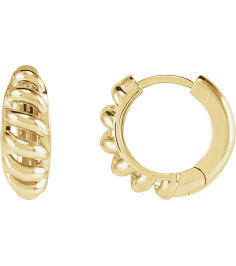 88460 Earring 14K Yellow 15.3 Mm 5.6 Mm Right Hinged Polished Rope Dome Huggie Earring