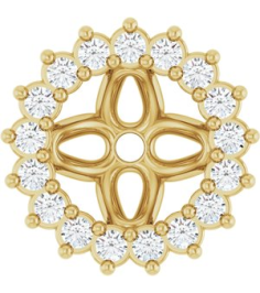 88505 Set 14K Yellow 5 Mm Pair Polished 18 Ctw Natural Diamond Earring Jackets
