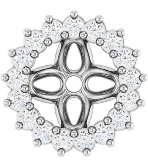 88505 Set Platinum 5 Mm Pair Polished 18 Ctw Natural Diamond Earring Jackets