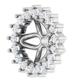 88505 Set Sterling Silver 5 Mm Pair Polished 18 Ctw Natural Diamond Earring Jackets