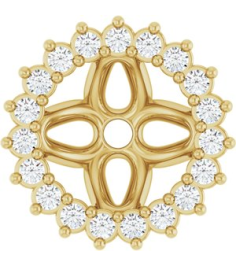 88505 Set 14K Yellow 6 Mm Pair Polished 16 Ctw Natural Diamond Earring Jackets