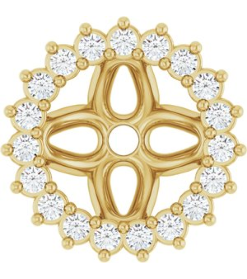 88505 Set 14K Yellow 6 Mm Pair Polished 16 Ctw Natural Diamond Earring Jackets