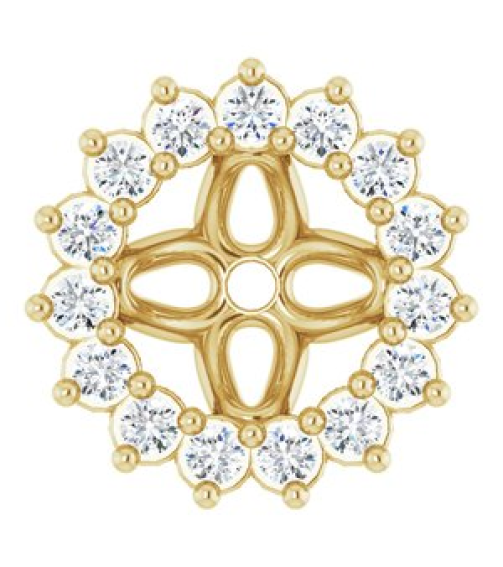 88505 Set 14K Yellow 4.5 Mm Pair Polished 18 Ctw Natural Diamond Earring Jackets