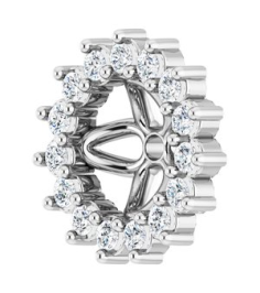88505 Set 14K White 4.5 Mm Pair Polished 18 Ctw Natural Diamond Earring Jackets