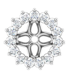 88505 Set Sterling Silver 4.5 Mm Pair Polished 18 Ctw Natural Diamond Earring Jackets