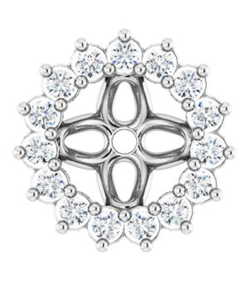 88505 Set Sterling Silver 4.5 Mm Pair Polished 18 Ctw Natural Diamond Earring Jackets