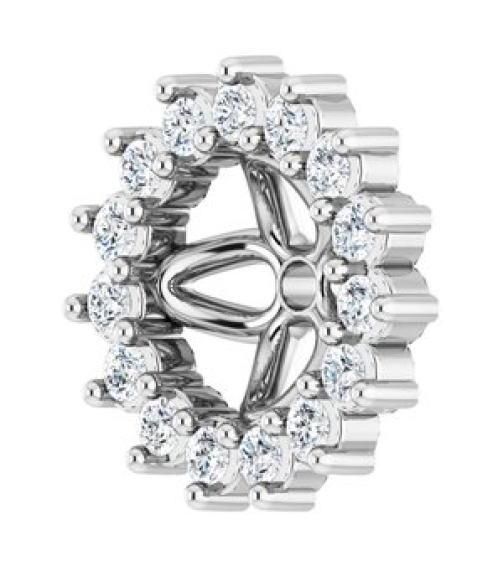 88505 Set Sterling Silver 4.5 Mm Pair Polished 18 Ctw Natural Diamond Earring Jackets